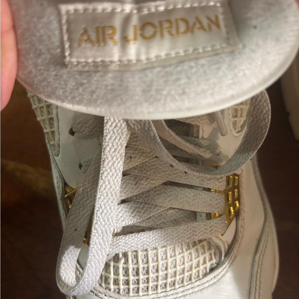 Jordan White and Gold Sneakers - Picture 4 of 5